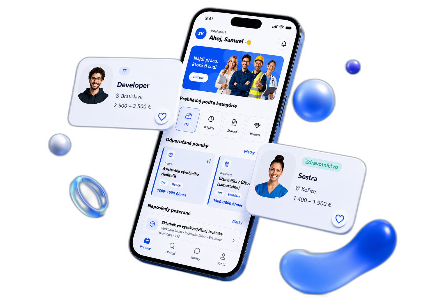 Workbase mobilná appka — Ponuky a kandidáti